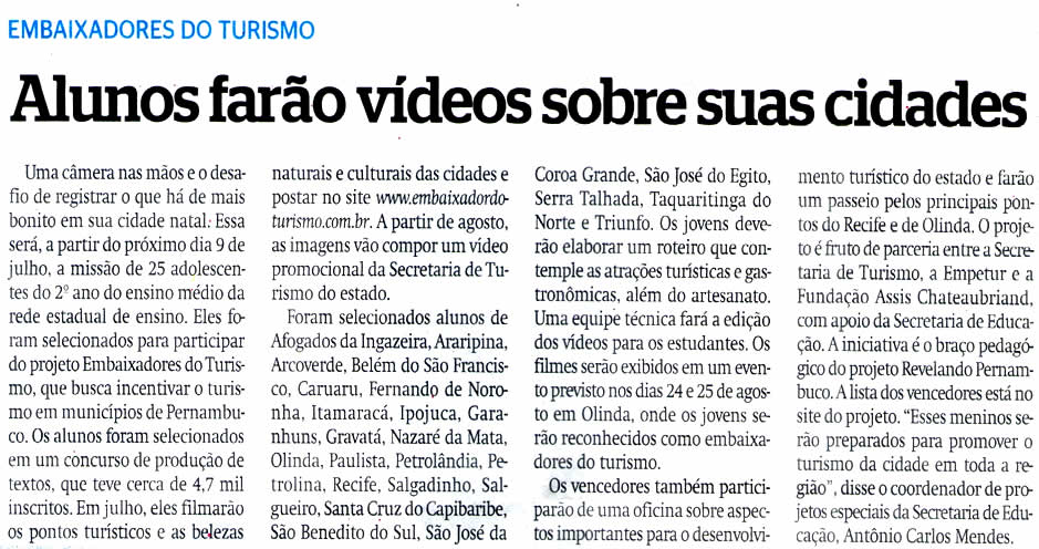 EMBAIXADORES DO TURISMO